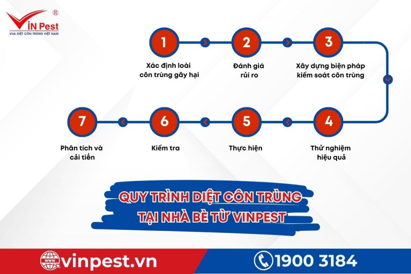 Chi tiết quy trình diệt côn trùng tại Nhà Bè với 7 bước từ VinPest
